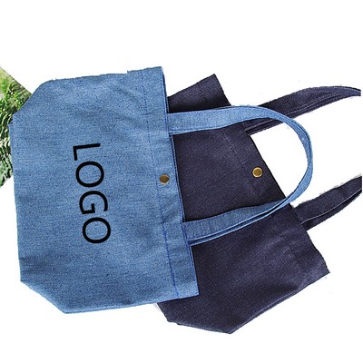 Single-Shoulder Vintage Denim Canvas Bag