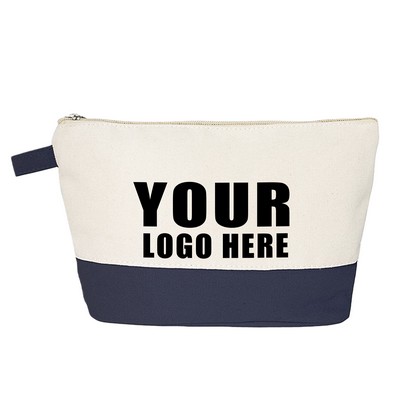 14oz Two Tone Canvas Zipper Cosmetic Bag
