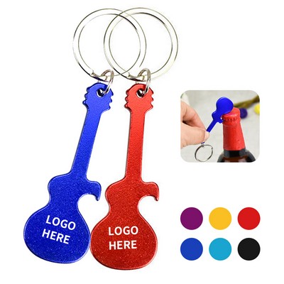 Aluminum Guitar-Shaped Bottle Opener Keyring