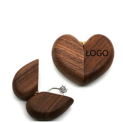 Black Walnut Love Heart Ring Box