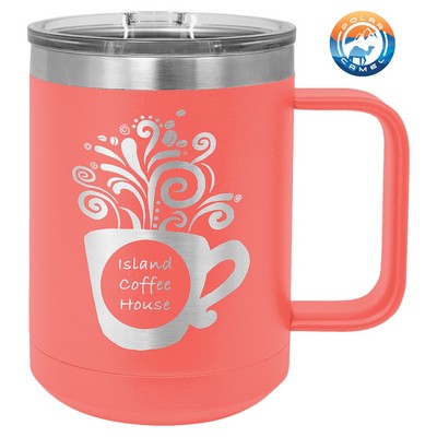 Coral Polar Camel 15 oz Coffee Mug Vacuum Insulated with Slider Lid- Laser Engraved