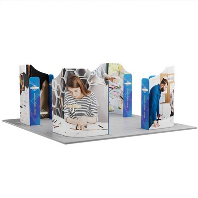20' Magnetic Modular Fabric Displays 4 Curved L Shaped Sections (Double Sided)