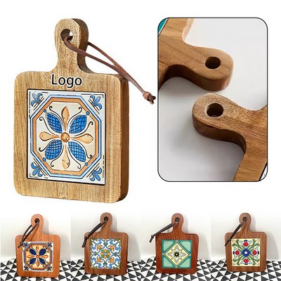 Natural Wood Tiles Pot Mat Anti-Scalding Plate Drink Coasters