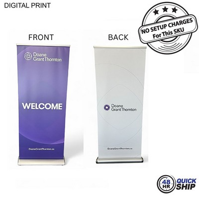 48Hr Quick Ship- Deluxe Wide Base Retractable Pull Up Banner Double sided, 33.5x79
