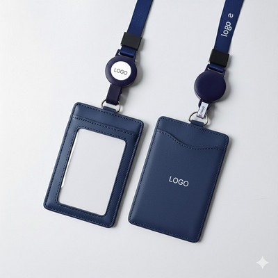 Luxury Genuine Leather ID Badge Holder Premium Employee Work Card Sleeve Sophisticated Tag