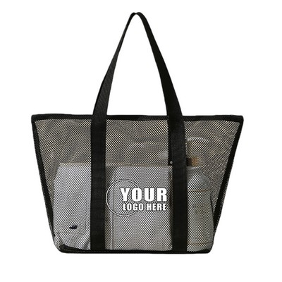 Zippered Mesh Beach Tote