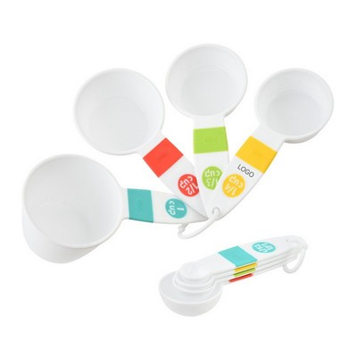 8-Piece Colorful Measuring Cups and Spoons Set Professional Baking Tool Kit with Engraved Scales