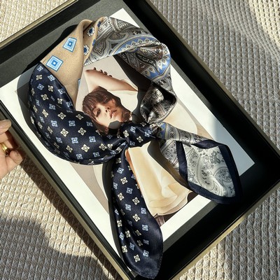 Custom 26.8" x 26.8" 100% Mulberry Silk Hair Scarf Silk Satin Neck Scarf