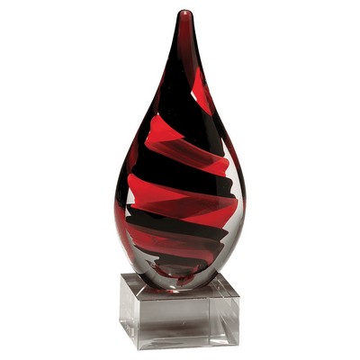 Black and Red Helix Teardrop on Base - AGAR99