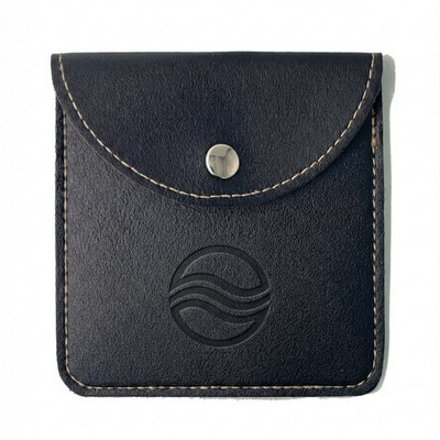 PU Leather Tech Snap Pouch with Gold Stitching