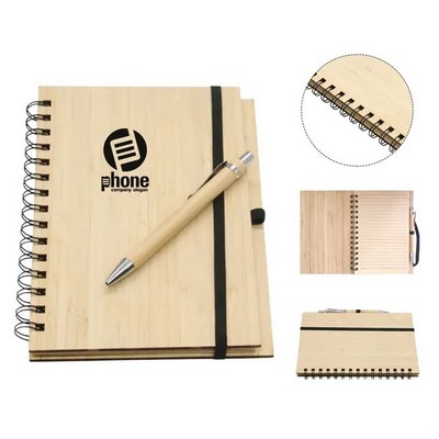 Bamboo Notebook With A Pen
