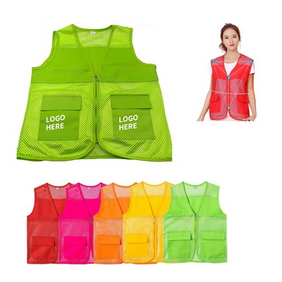 Custom-Made Reflective Mesh Volunteer Vest with Pockets