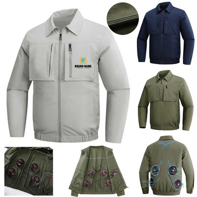 Four-Fan Work Uniforms Summer Outdoor Stand Collar