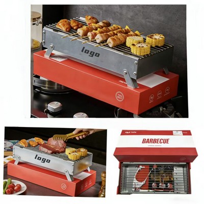 Portable Foldable Stainless Steel Charcoal BBQ Grill for Outdoor Camping