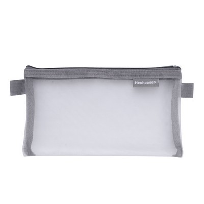 Minimalist Transparent Mesh Pencil Case Large Capacity Portable Stationery Organizer High-Density