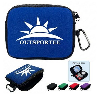 Carabiner Neoprene Organizer Pouch Zippered Coin Purse