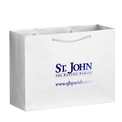 Matte Laminated Euro Tote Bag w/ Macrame Rope Handles (16"x6"x12") - Foil Stamp