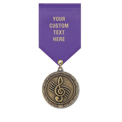 1½" Music Cast MX Medal w/Satin Drape Ribbon