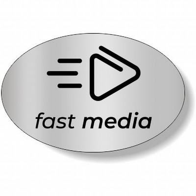 Dull Silver Foil Paper Flexo-Printed Stock Oval Roll Labels (1.625"x2.5")