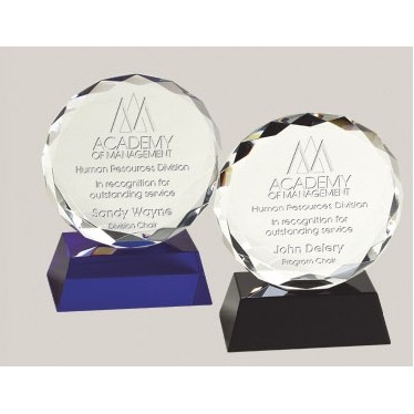6" Premier Crystal Award w/Blue Base