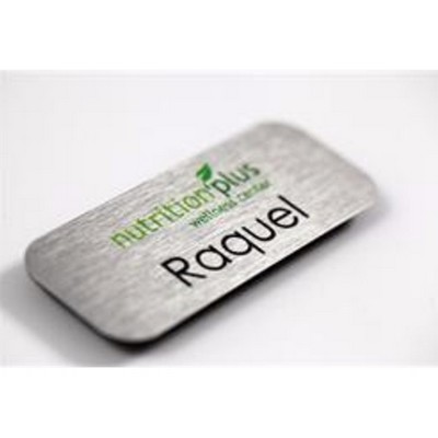 1.5" x 3" Silver Printed Name Badge w/Unlimited Color and Magnetic Finding