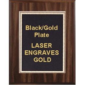 Walnut Plaque 6" x 8" - Black/Gold - 4" x 6" Florentine Plate