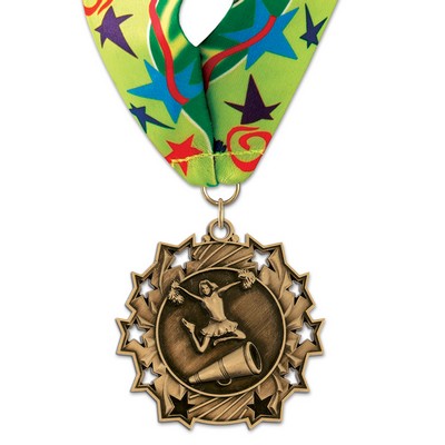 Cheerleading TS Medal w/Stock Millennium Neck Ribbon (2¼")