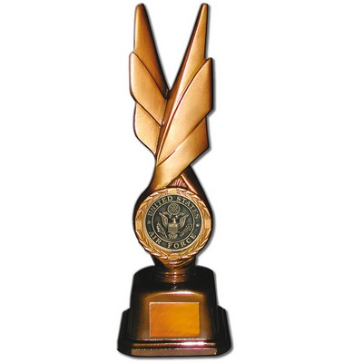 Stock Phoenix 12" Trophy with 2" US Air Force Coin and Engraving Plate