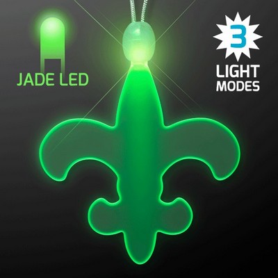 Light Up Fleur de Lis Acrylic Necklace with Green LED - PRINTED