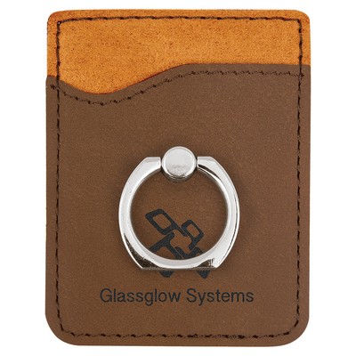 Leatherette Phone Wallet With Ring (Dark Brown)