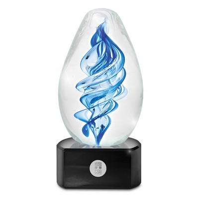 Black Base Art Glass W/ Silver Medallion