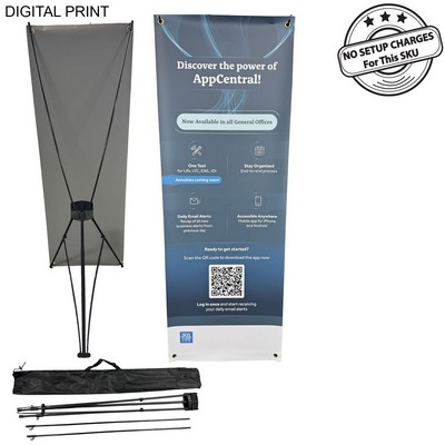 Tripod Banner with Graphics, 23x64, and Bag. NO SETUP CHARGE