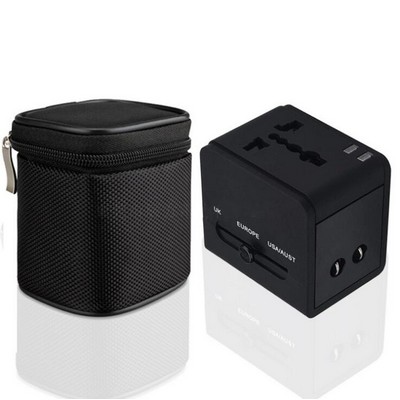 Universal travel adapter with two USB ports