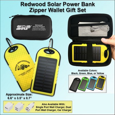 Redwood Solar Power Bank Zipper Wallet Gift Set 3000 mAh - Yellow No Extra Tariff