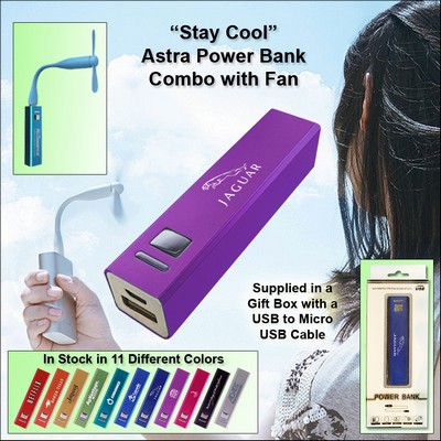 Purple 2000 mAh Astra Power Bank Combo w/Fan No Extra Tariff