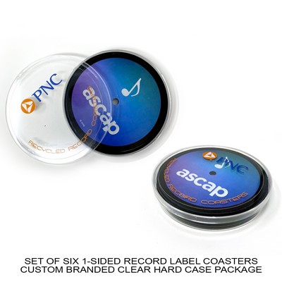 1-Sided Record Label Coasters - Sets of 6 - Custom Hard Cases