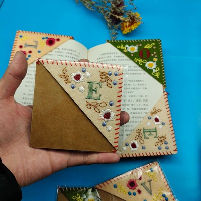 Personalized Hand Embroidered Letter Corner Bookmark