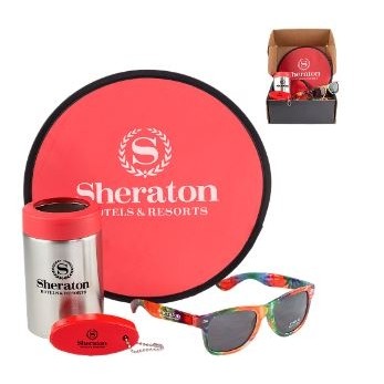Beach Day Kit with Can Holder, Tie-Dye Shades & Floating Keychain
