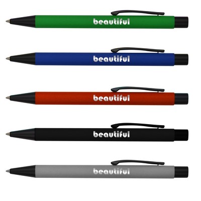 Rubber finish aluminum click action ballpoint pen