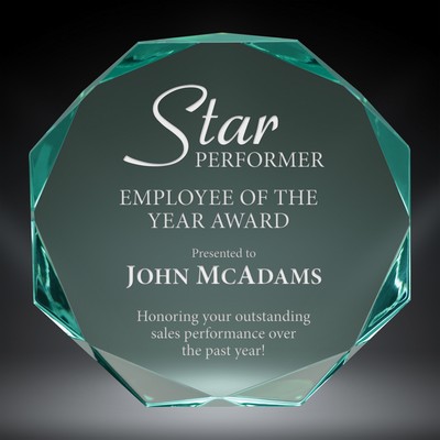 Octagon Acrylic Award, Jade, 7"H