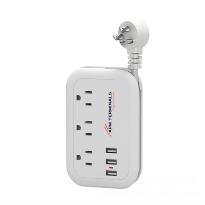 Power Strip, 3 Outlets with 3 USB Ports Wrapped Around 6' Extension Cord for Cruise Ship, Travel