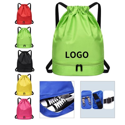 Dual-Compartment Drawstring Bag
