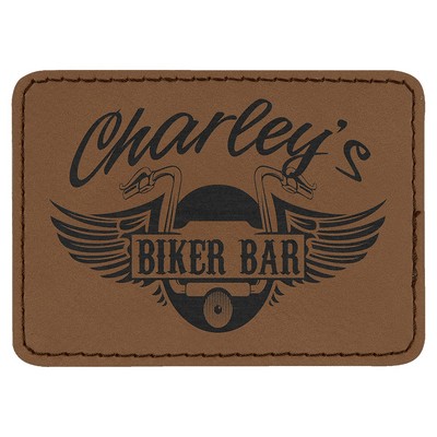 3-1/2"x2-1/2" Rectangle Patches, Dark Brown Laserable Leatherette