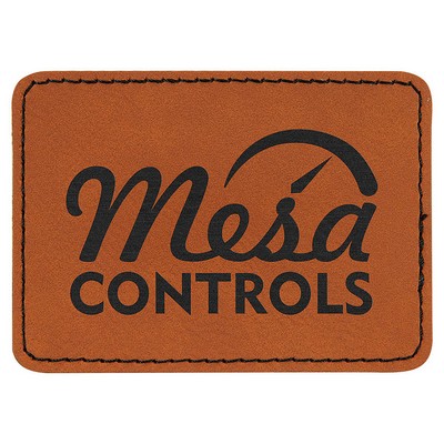 3-1/2"x2-1/2" Rectangle Patches, Rawhide Laserable Leatherette