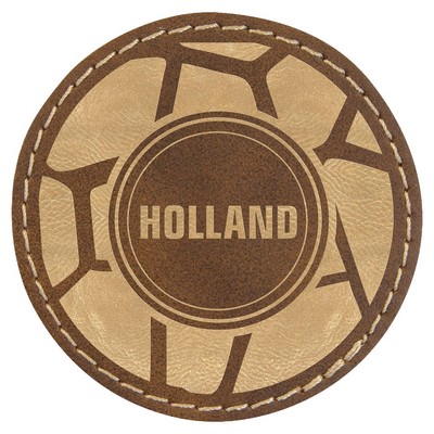 2-1/2" Diameter Round Patches, Rustic/Gold Laserable Leatherette