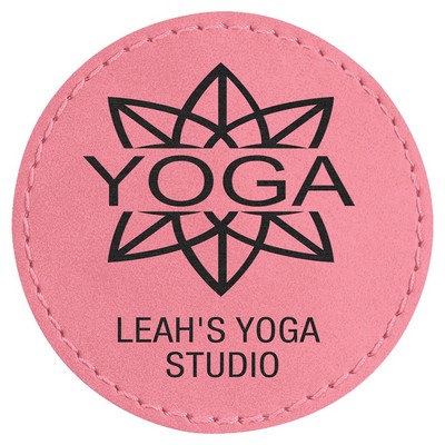 2-1/2" Diameter Round Patches, Pink Laserable Leatherette