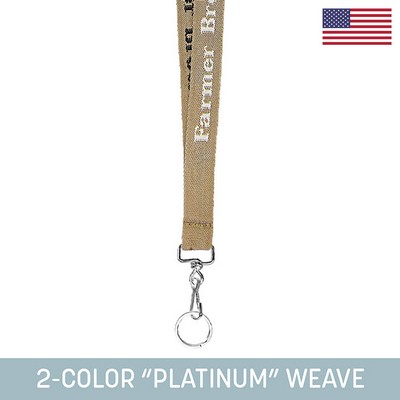 3/4" Woven Lanyard w/ Swivel Snap & Split Ring - "Platinum" Weave