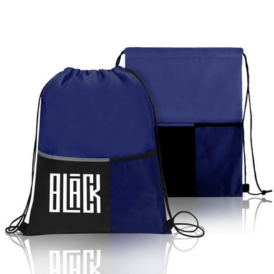 Drawstring Backpack With Two Pockets