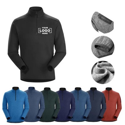 Long Sleeve Fleece-Lined Athletic Pullover for Men