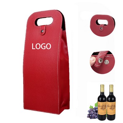 2 Bottle Leather Wine Tote Holder